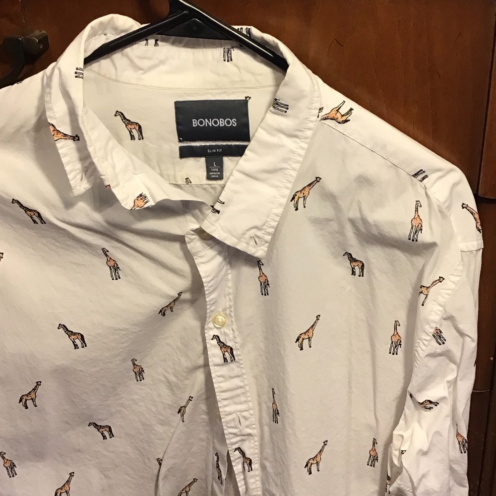 Bonobos White Shirt with Giraffe Print